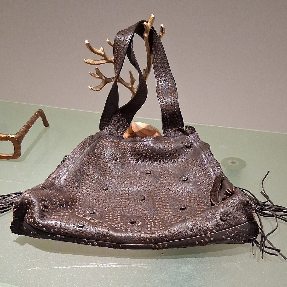 Francesco Biasia Brown Shoulder Bag with Detailing